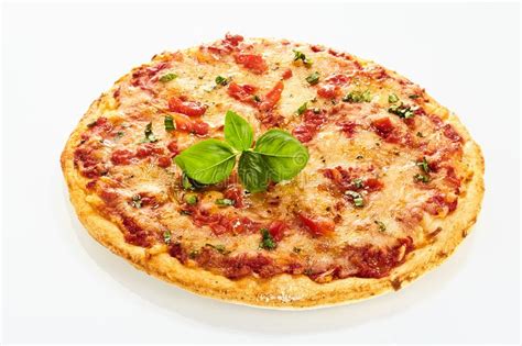 Neapolitan Margherita Pizza With Basil Leaf Stock Photo Image Of