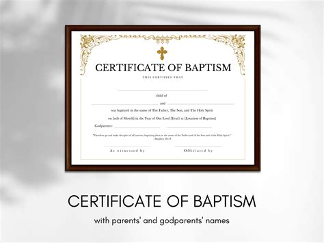 Editable Baptism Certificate Certificate Of Baptism Keepsake Personalized Baptism Printable