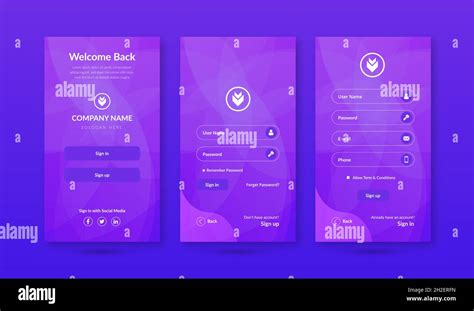 Modern And Creative Welcome Signup Login Screen Template Stock Vector