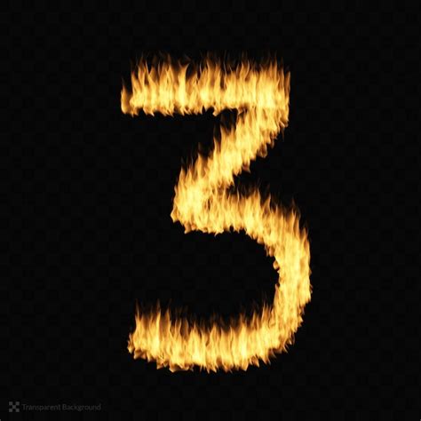 Premium Psd Realistic Fire Flame Burning Bright Number Three 3 Font