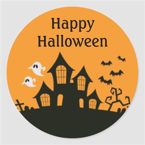 Happy Halloween Haunted House Classic Round Sticker