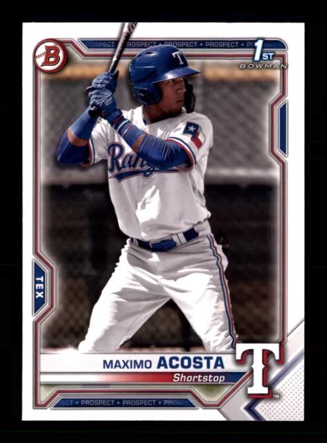 2021 1ÈRE CARTE de baseball Bowman Prospects BP 7 Maximo Acosta Texas Rangers EUR 1 82