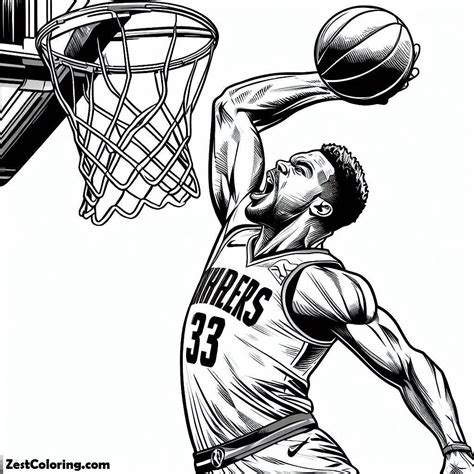 Nba Player Slam Dunk Coloring Page Coloring For Kids Smart