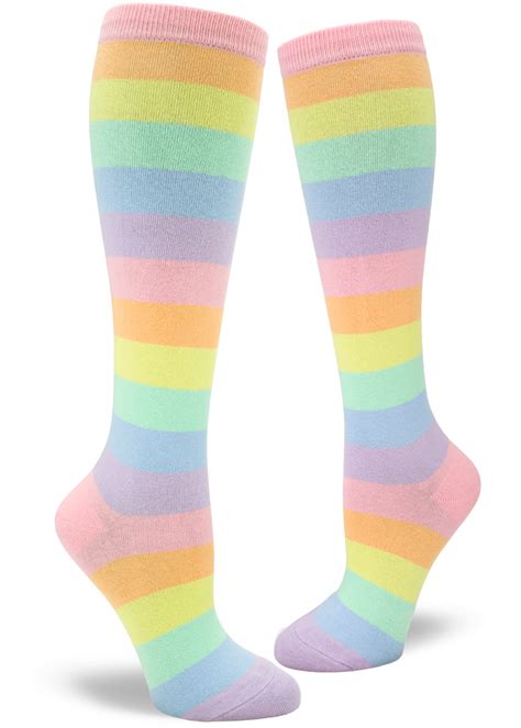 Pastel Rainbow Knee Socks Modsocks Novelty Socks