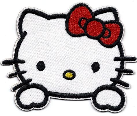 Hello Kitty Peek A Boo Red Bow Embroidered Iron On Sew On