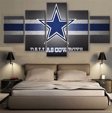 5 Piece Dallas Cowboys Sports Team Canvas Painting Frames Wall Art Home