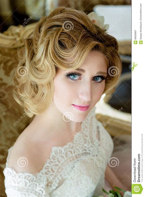 Beautiful Blonde Bride Portrait Wedding Makeup And