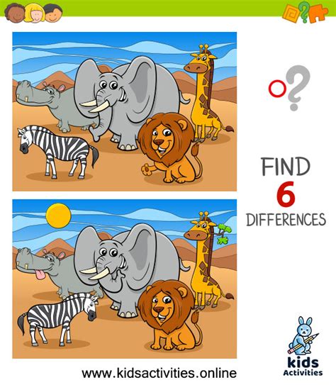 Spot the 6 differences between the two pictures ⋆ Kids Activities