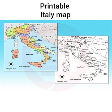 A Map With The Name And Location Of Italy