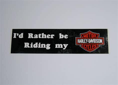 Vintage Harley Davidson Bumper Sticker Decal Id Rather Be Etsy