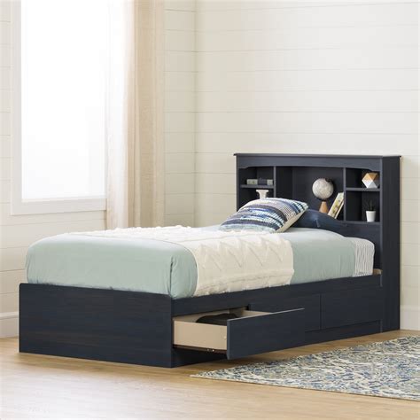 South Shore Aviron Twincoastal Bed And Headboard Set Blueberry