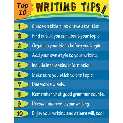 A Poster With The Words Writing Tips On It