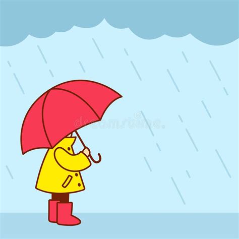 Little Child In The Rain Stock Vector Illustration Of Background