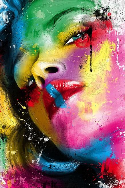 Colorful Girl Face Paintings Art Printed On Canvas Canvaspaintart