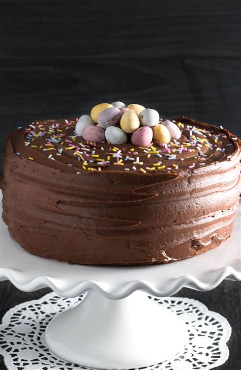 Cool for at least 30 minutes or until it's thick enough to spread on our cake layers. Yellow Celebration Cake with Chocolate Frosting