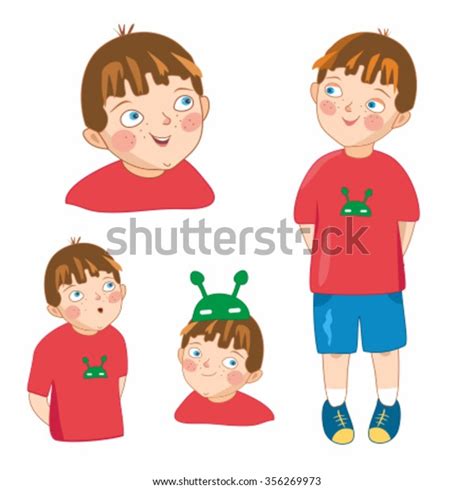 Little Boy Different Poses Face Stock Vector Royalty Free 356269973