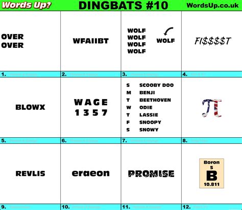 Dingbats Quiz 10 Find The Answers To Over 730 Dingbats Words Up Games