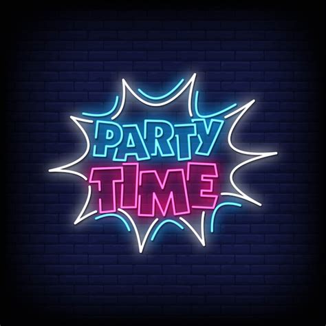 Premium Vector Party Time Neon Signs Style Text