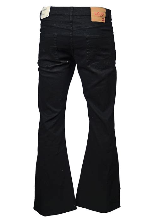 Mens Flare Jeans Black Stretch Indie 70s Bell Bottoms Lc16 Lcj Denim
