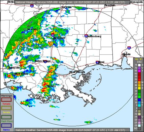 For reference, on july 14, the hottest day of the year, temperatures in new orleans typically range from 78°f to 92°f, while on january 8, the coldest. WFO LIX - 13 February 2007 Radar Page
