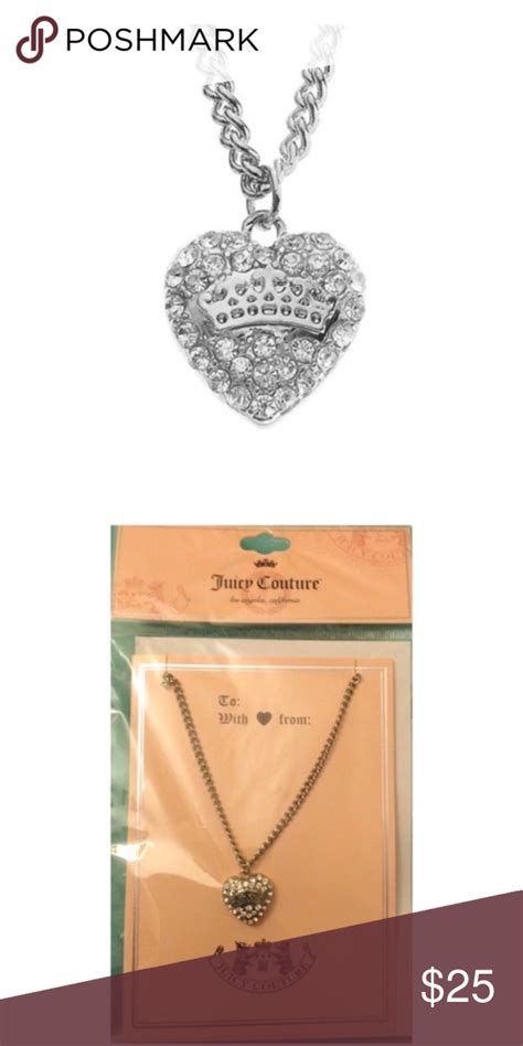 Juicy Couture Silver Crystal Heart Necklace Nwt Juicy Couture Jewelry