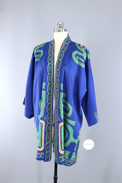 Vintage 1940s 1950s Silk Kimono Robe Hayashi Kimono Japan