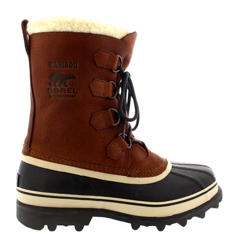 Mens Sorel Caribou Snow Wi Winter Fur Lined Mid Calf Warm Leather Boot