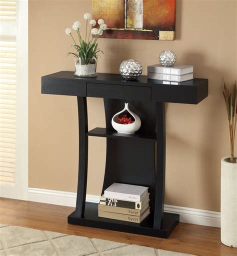 Tea table livingroom end coffee table sofa side table with storage black & white. Black Finish Console Sofa Table with Drawer - Contemporary ...