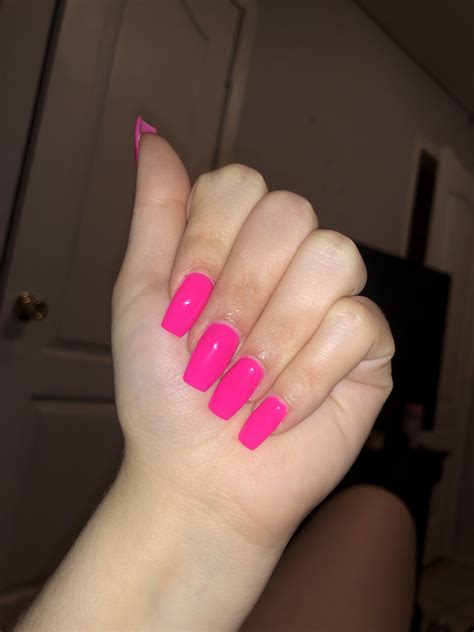 Pink Hot Pink Acrylic Dip Powder Hot Pink Nails Pink Acrylic Nails