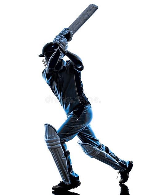 Silhouette De Batteur De Joueur De Cricket Image Stock Image Du