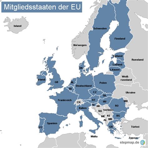 Stepmap Mitgliedsstaaten Der Eu Landkarte Für Europa