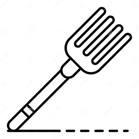 Hand Fork Icon Outline Style Stock Vector Illustration Of Eating