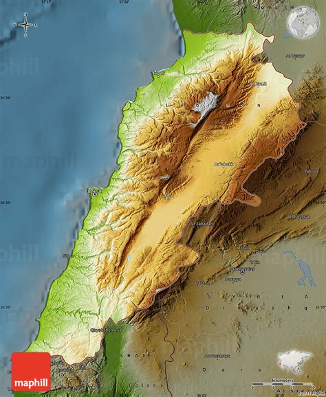 Physical Map Of Lebanon Darken