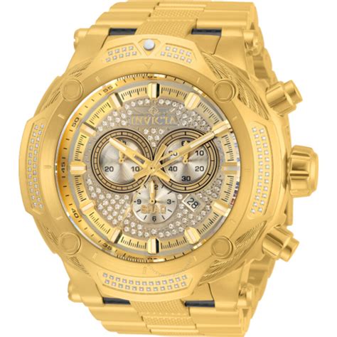 Invicta Shaq Chronograph Quartz Diamond Gold Dial Mens Watch 33956