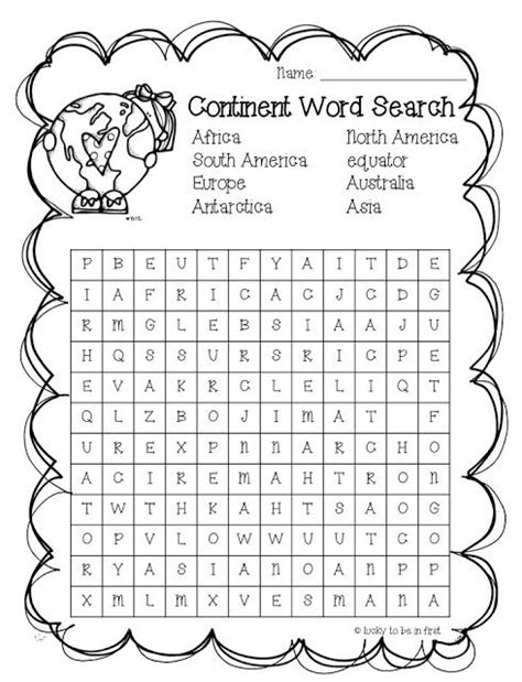 Free Continent Word Search Social Studies Worksheets 3rd Grade