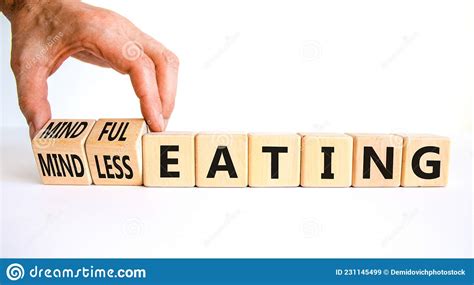 Mindful Or Mindless Eating Symbol Doctor Turns Cubes And Changes Words