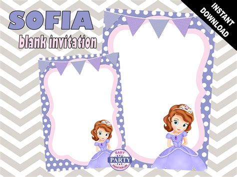 Sofia The First Blank Birthday Invitation Template Purple
