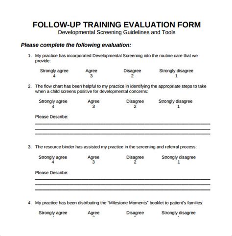 15 Sample Training Evaluation Forms Pdf Sample Templates