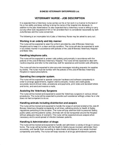 Veterinary assistants provide assistance to veterinary doctors in animal hospitals or other facilities that cater to. 10+ Veterinarian Job Description Templates - PDF, DOC | Free & Premium Templates