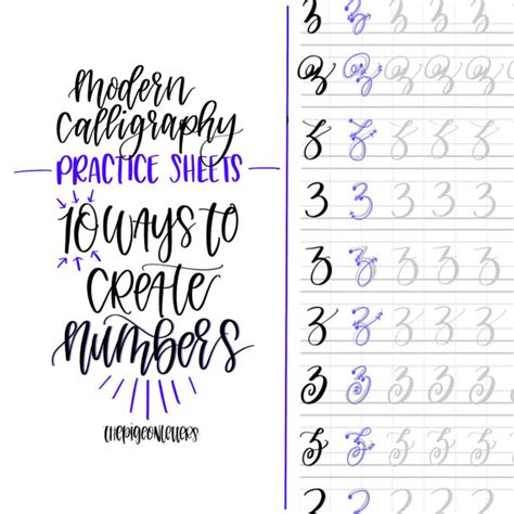Print out this sheet and place under your paper so that you can see the lines through it, and use as a guide for letter heights and angle. Modern Calligraphy Practice Sheets 10 Ways to Create Numbers
