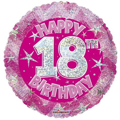 Pink Holographic Happy 18th Birthday Balloon 18 Inch Apac