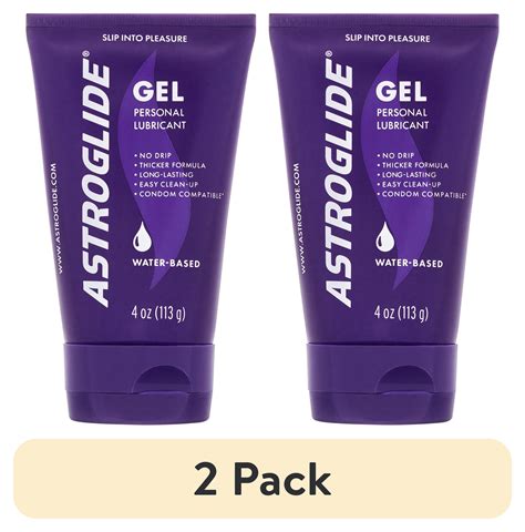 2 Pack Astroglide Water Based Lube 4oz Ultra Gentle Gel Personal Lubricant Stays Put With