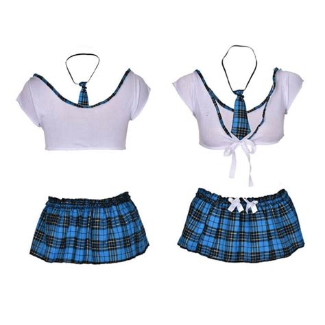 Adult Fantasy 4 Piece Sexy Naughty School Girl Costume In Turquoise