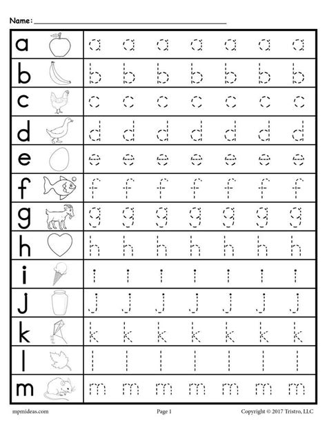 Free printable tracing lowercase letters