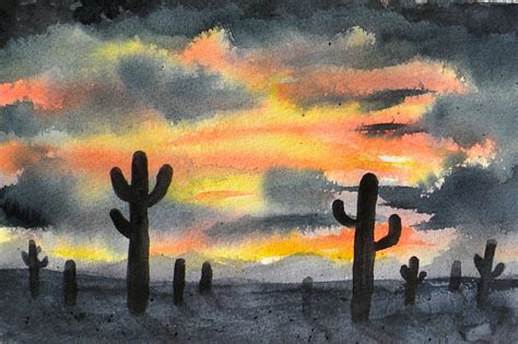 How To Paint A Watercolor Desert Sunset Hubpages