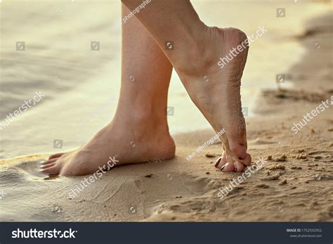 Female Feet Barefoot On Sandy Beach Stock Photo 1752592952 Shutterstock