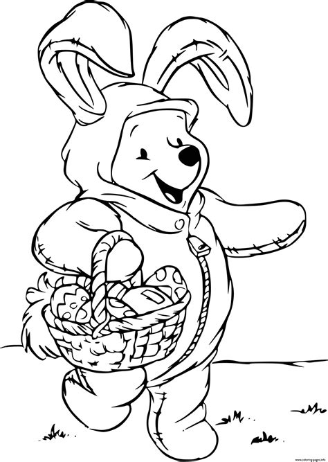 Winnie The Pooh Disney Easter Coloring Page Printable