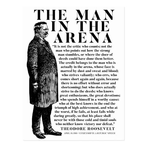 Theodore Roosevelt Man In The Arena Speech Postcard