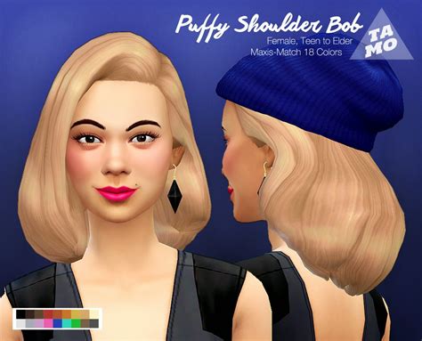 My Sims 4 Blog Tamo Puffy Shoulder Bob For Females
