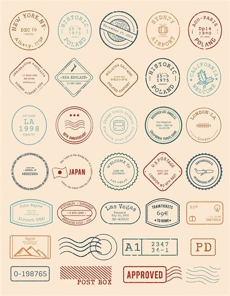 Vector Of Various Stamp Design Free Image By In 2020